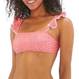 NWT Summersalt Coral Salmon Polka Dot Ruffle Oasis Bandeau Bikini Swim Top 10